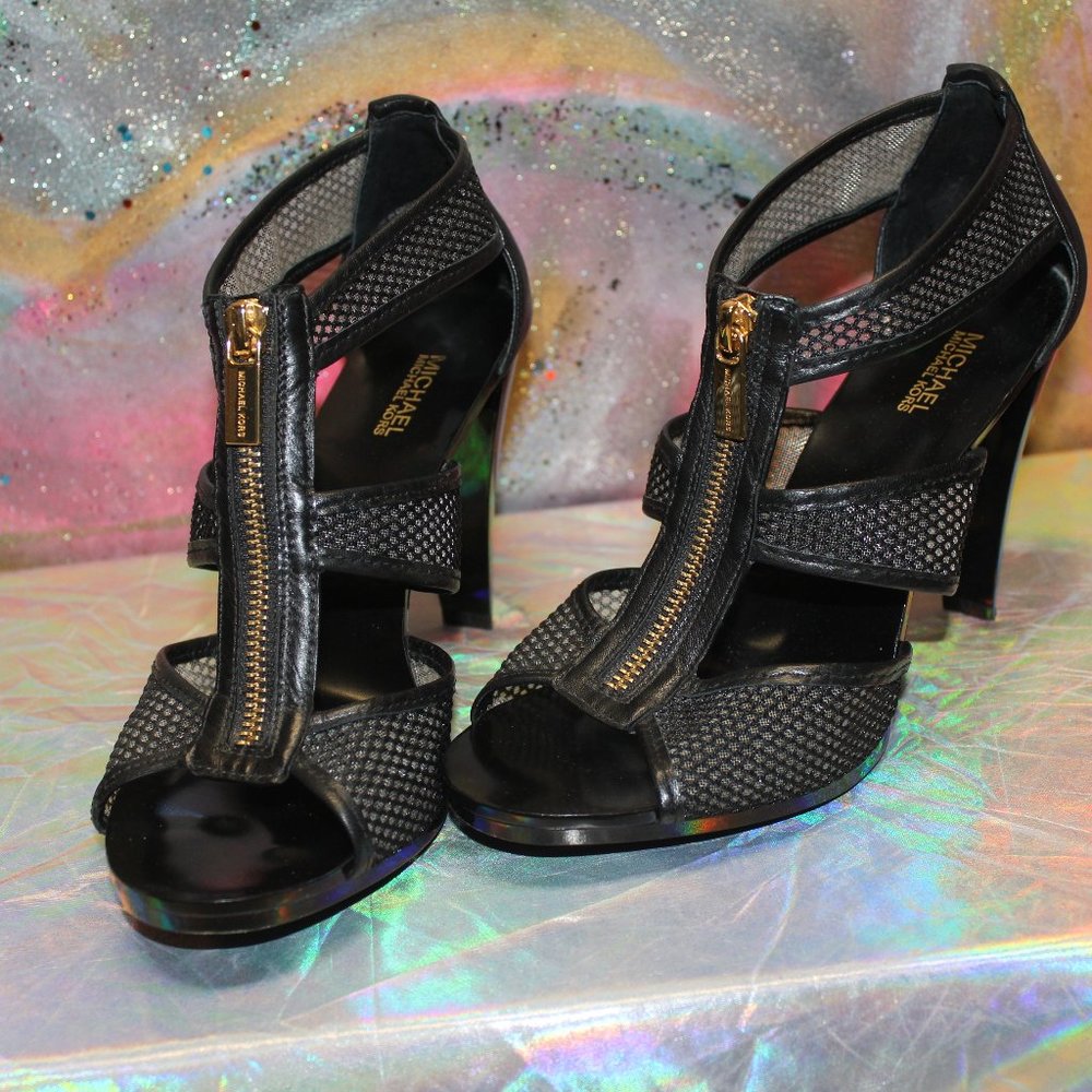 MICHAEL KORS BLACK ZIPPER HEELS